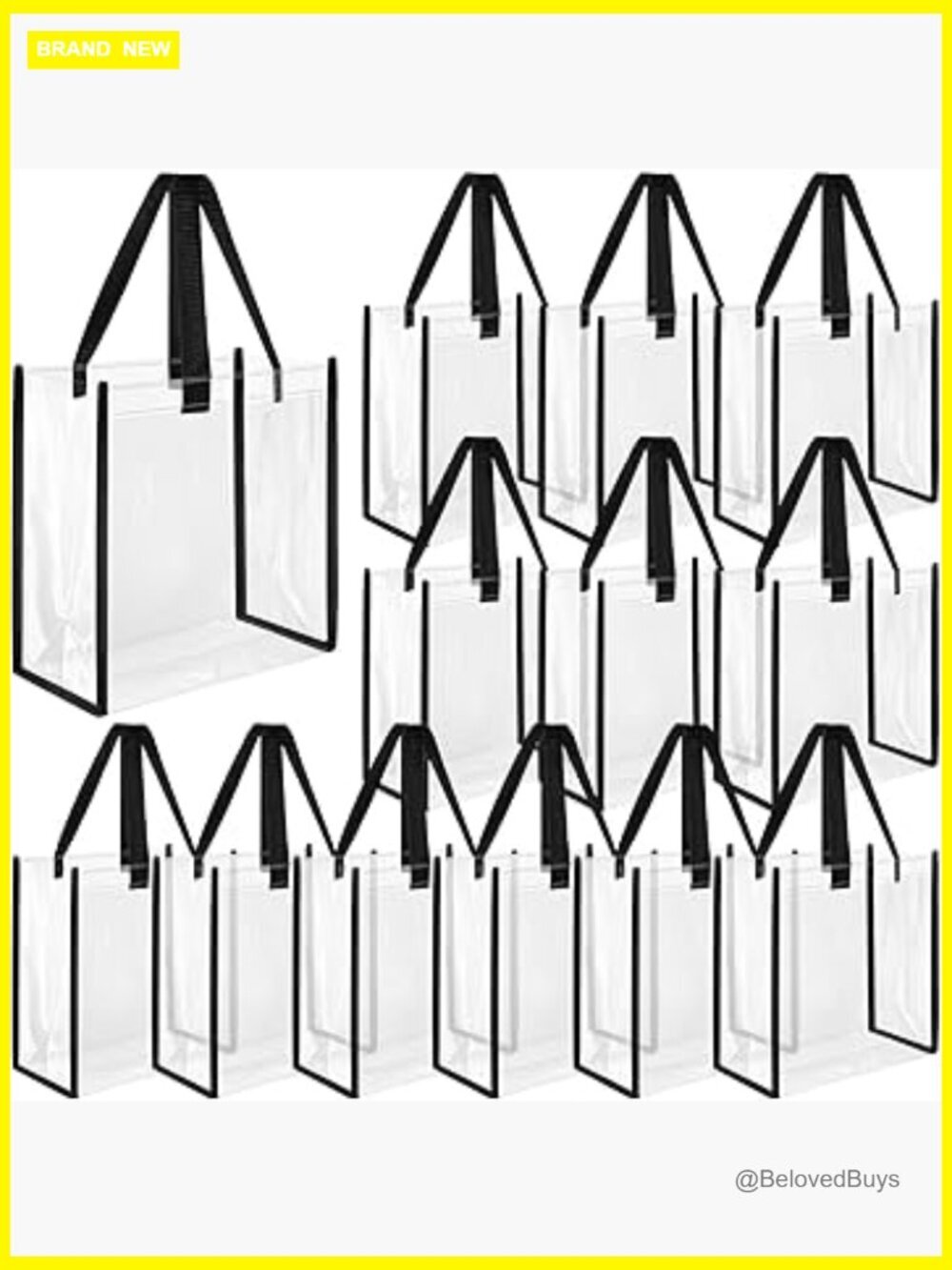 12 Clear Tote Bags Stadium Approved 12x12x6 with Handles